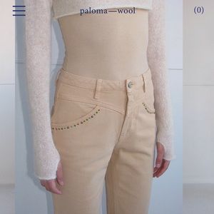 NWT Paloma Wool Brenda Pants straight leg with rhinestone detail